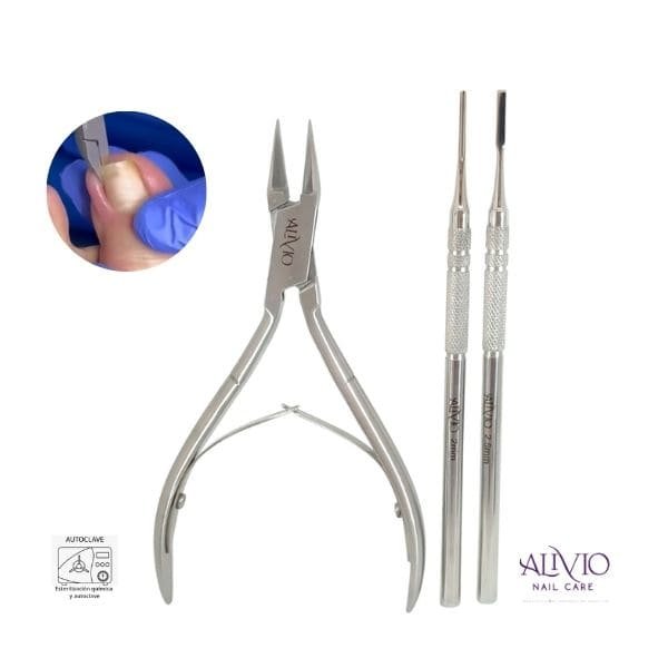 kit x3 Alicate recto gubia y guiador para uñas