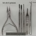 Kit podológico de 6 piezas para el tratamiento profesional de uñas encarnadas, fabricado en acero inoxidable quirúrgico