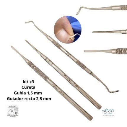 Kit de instrumentos metálicos para uñas compuesto por guiador